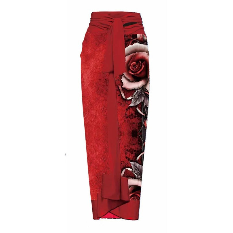 Red Rose Wrap Skirt