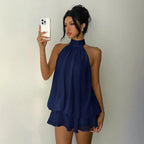 Elegant Slim Fit Sexy Backless Halter Waist Tight Jumpsuit Women AXE