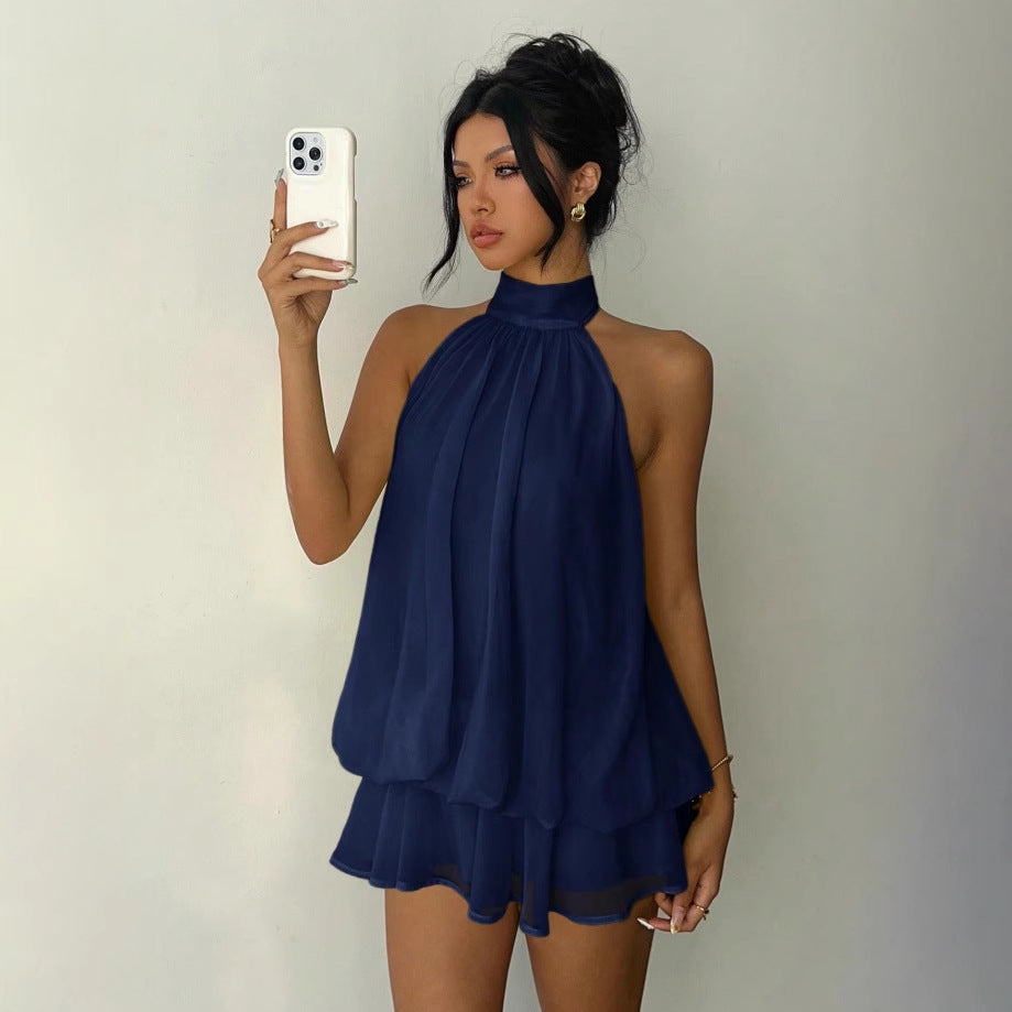 Elegant Slim Fit Sexy Backless Halter Waist Tight Jumpsuit Women AXE